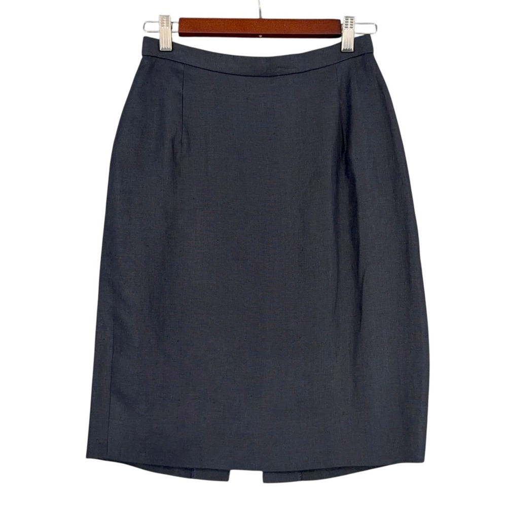 Magaschoni Women's Size 4‎ Linen Blend Skirt Career Office Dark Gray